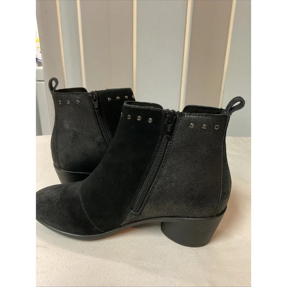 Suede Black Boots Womens‎ Sz 6 (37) Dry Tex Waterproof Pull On Side Zip Leather